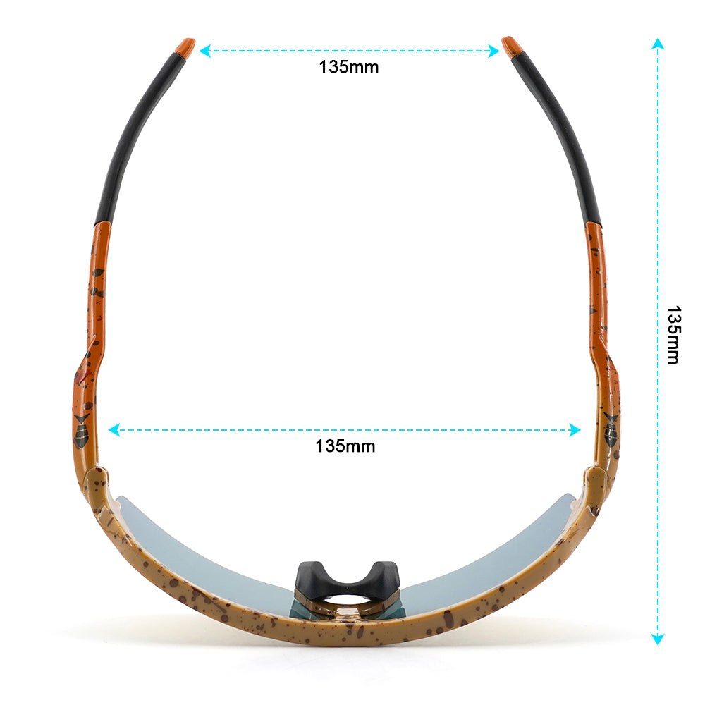 A photo from above looking down at the top of Fats Brown Trout sunglasses.