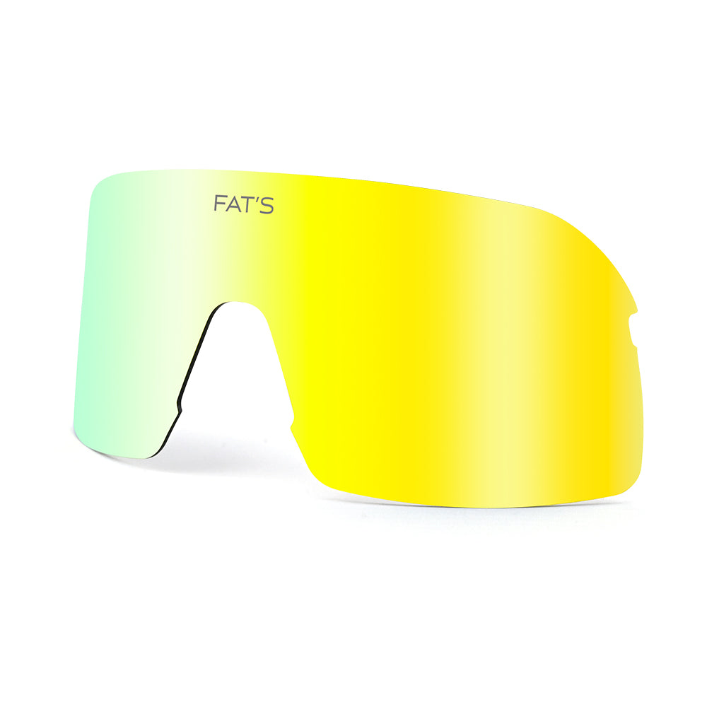 A photo of a Yellow replacement lens for Fats Fishing trout sunglasses.