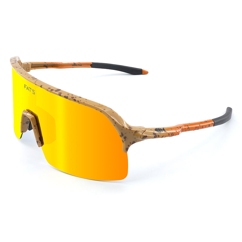 Fats Brown Trout sunglasses with an orange replacement lens.