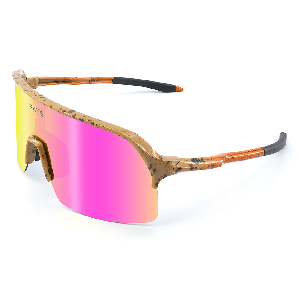 Fats Brown Trout sunglasses with a Pink replacement lens.