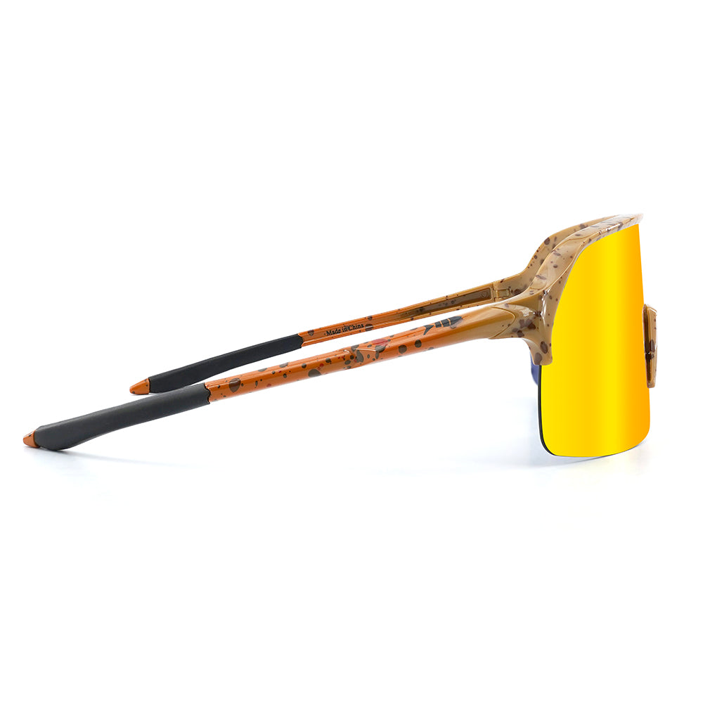A photo looking at the left side of Fats Brown Trout sunglasses.