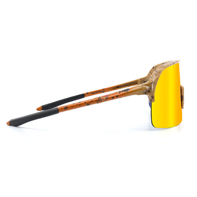 A photo looking at the left side of Fats Brown Trout sunglasses.