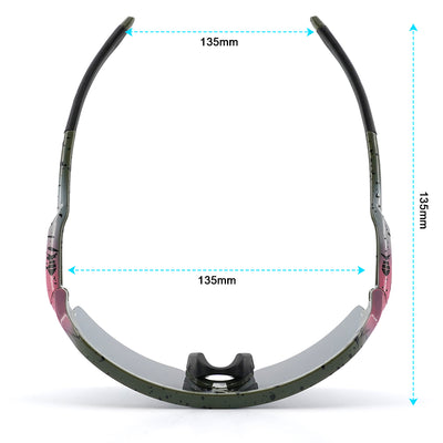 A photo from above looking down at the top of Fats Rainbow Trout sunglasses.