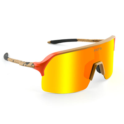 A photo looking down at the front left side of Fats Yellowstone Cutthroat Trout sunglasses.
