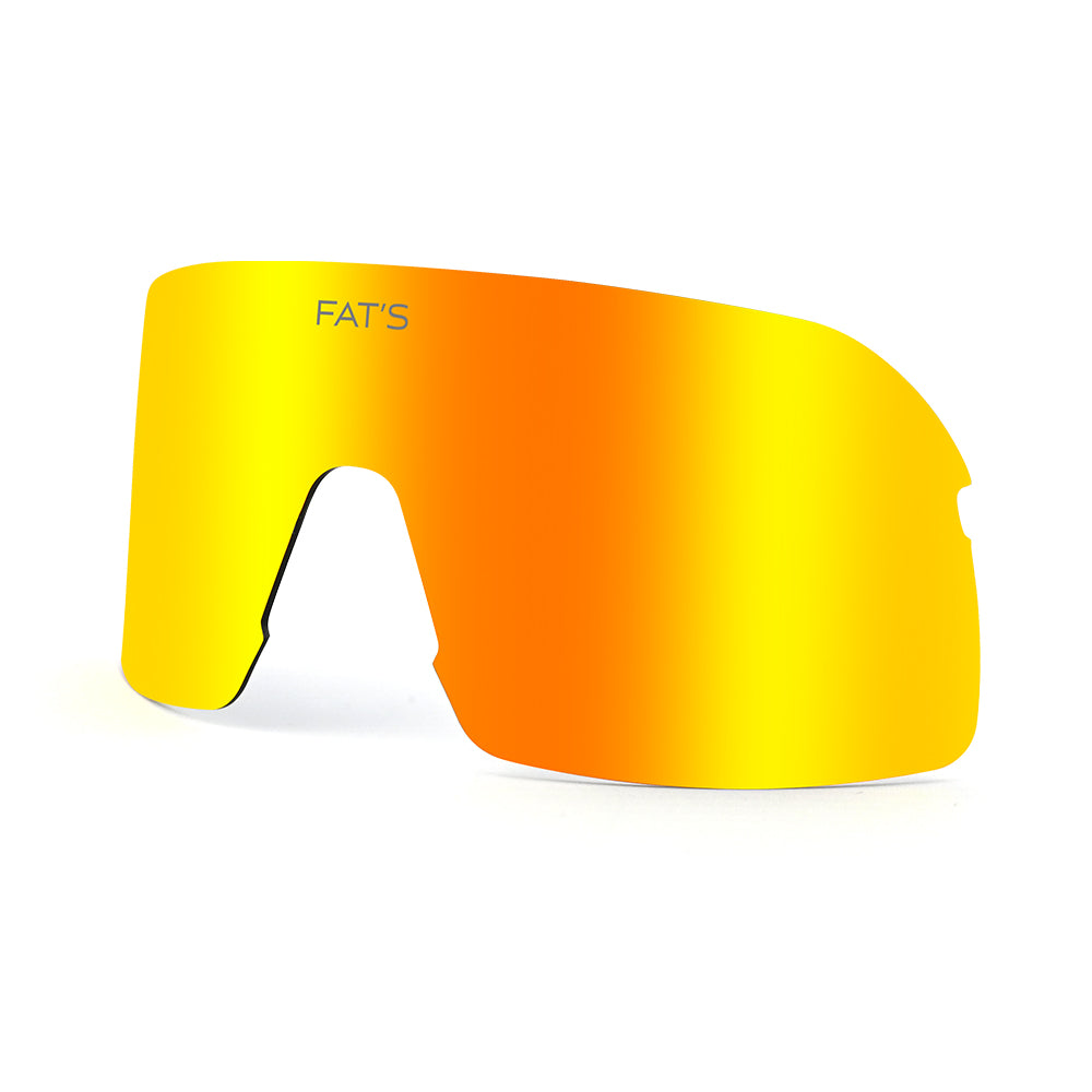 A photo of an Orange replacement lens for Fats Fishing trout sunglasses.